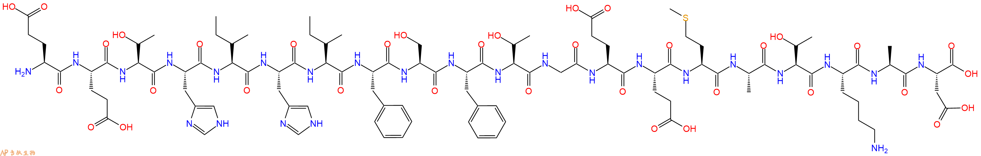 专肽生物产品H2N-Glu-Glu-Thr-His-Ile-His-Ile-Phe-Ser-Phe-Thr-Gly-Glu-Glu-Met-Ala-Thr-Lys-Ala-Asp-OH