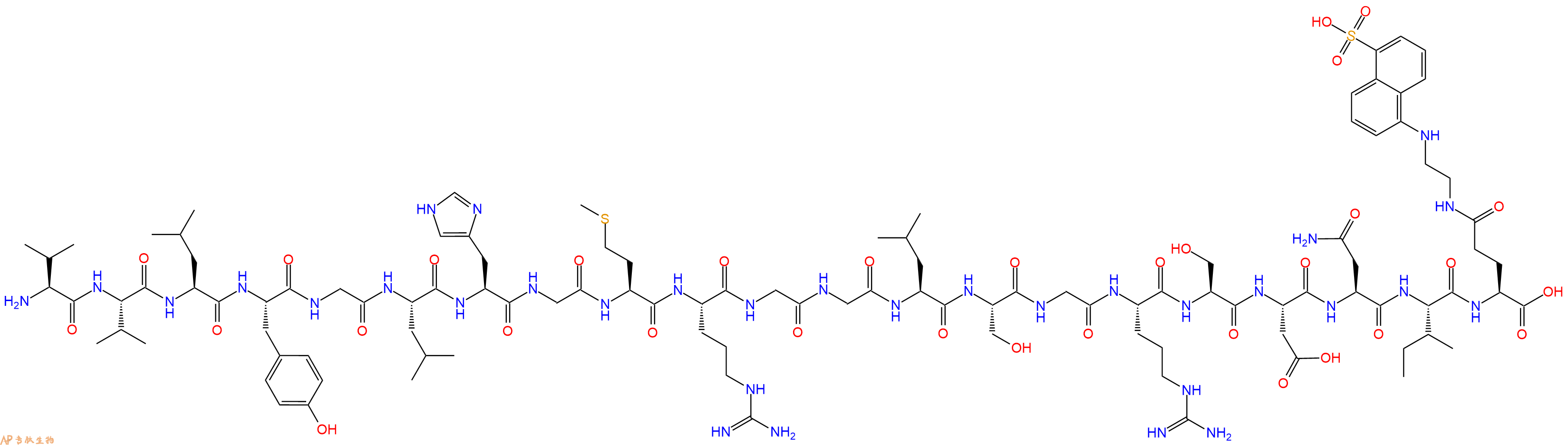 专肽生物产品H2N-Val-Val-Leu-Tyr-Gly-Leu-His-Gly-Met-Arg-Gly-Gly-Leu-Ser-Gly-Arg-Ser-Asp-Asn-Ile-Glu(Edans)-OH
