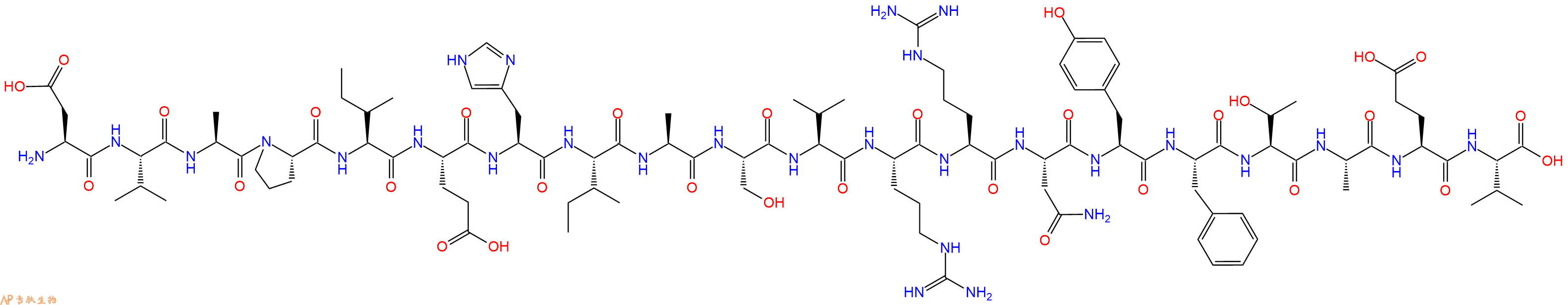 专肽生物产品H2N-Asp-Val-Ala-Pro-Ile-Glu-His-Ile-Ala-Ser-Val-Arg-Arg-Asn-Tyr-Phe-Thr-Ala-Glu-Val-OH