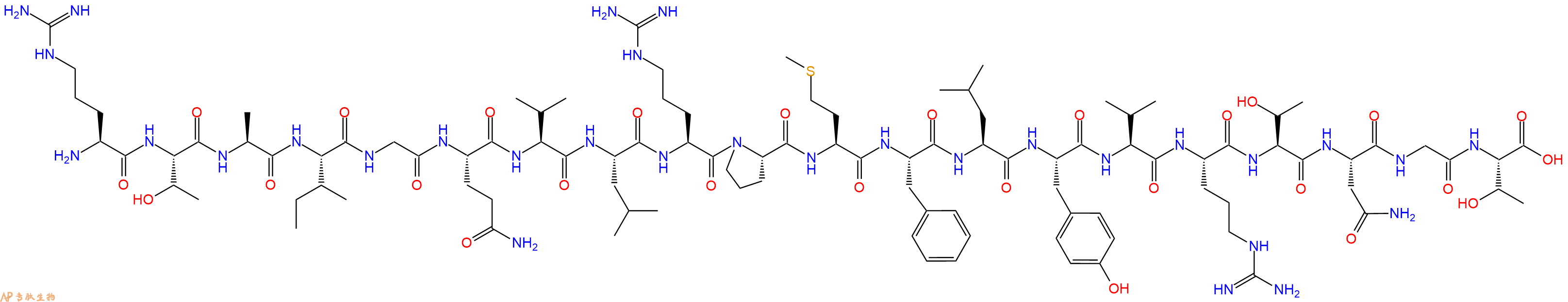 专肽生物产品H2N-Arg-Thr-Ala-Ile-Gly-Gln-Val-Leu-Arg-Pro-Met-Phe-Leu-Tyr-Val-Arg-Thr-Asn-Gly-Thr-OH