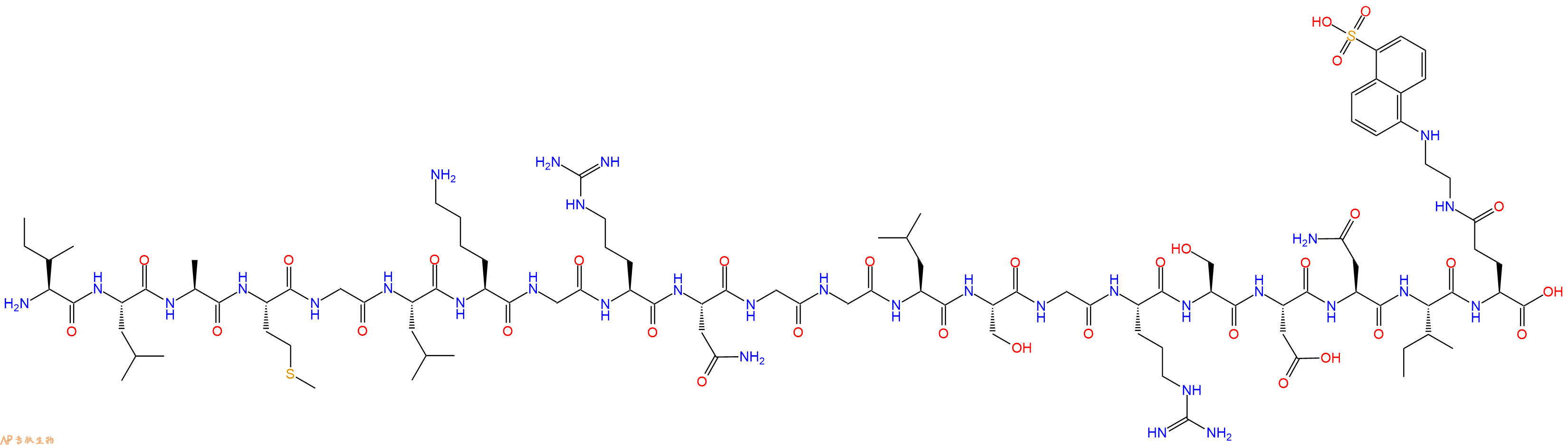 专肽生物产品H2N-Ile-Leu-Ala-Met-Gly-Leu-Lys-Gly-Arg-Asn-Gly-Gly-Leu-Ser-Gly-Arg-Ser-Asp-Asn-Ile-Glu(Edans)-OH