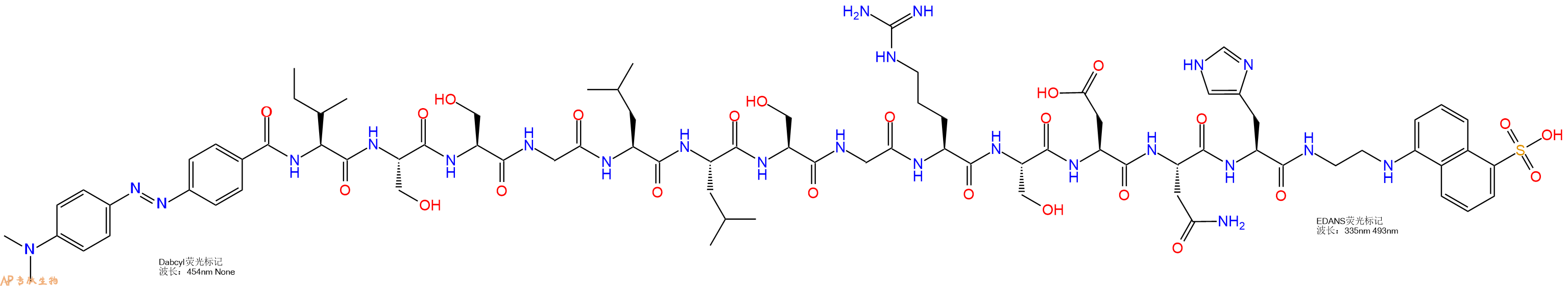 专肽生物产品DABCYL-Ile-Ser-Ser-Gly-Leu-Leu-Ser-Gly-Arg-Ser-Asp-Asn-His-EDANS