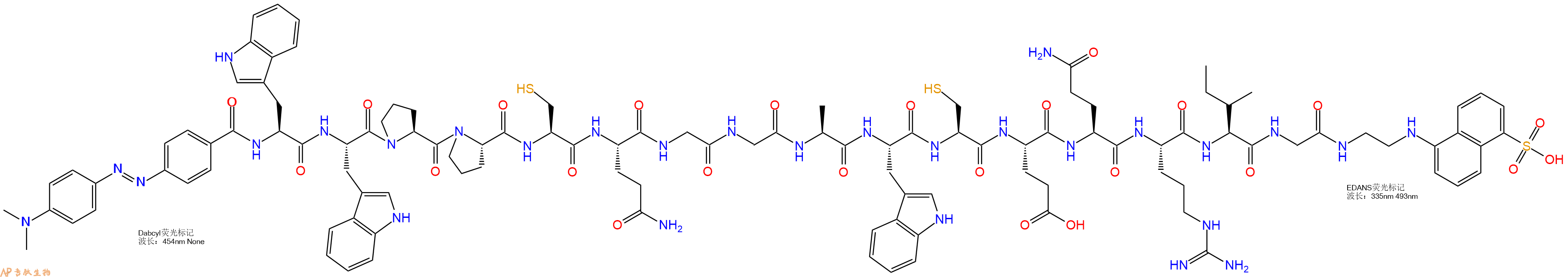 专肽生物产品DABCYL-Trp-Trp-Pro-Pro-Cys-Gln-Gly-Gly-Ala-Trp-Cys-Glu-Gln-Arg-Ile-Gly-EDANS