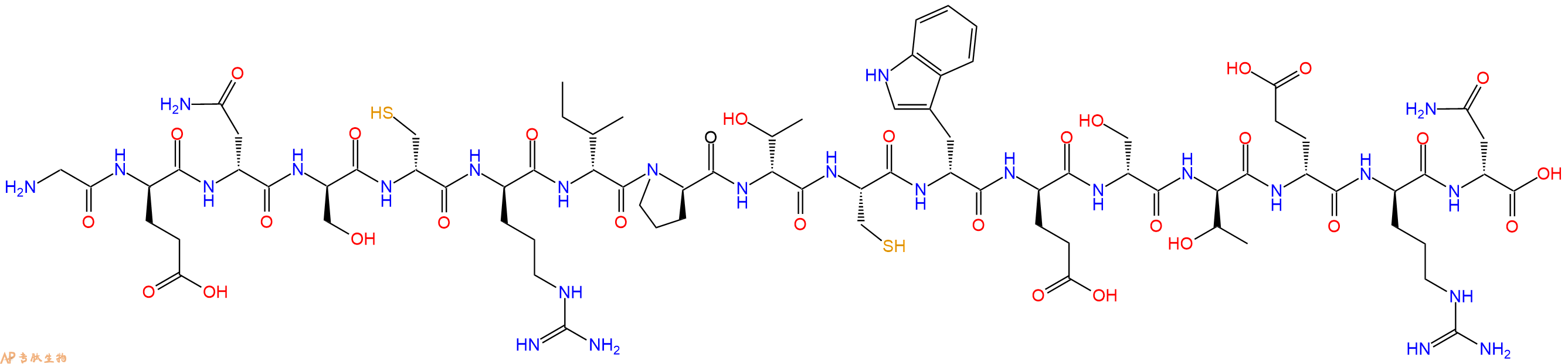专肽生物产品H2N-Gly-DGlu-DAsn-DSer-DCys-DArg-DIle-DPro-DThr-Cys-DTrp-DGlu-DSer-DThr-DGlu-DArg-DAsn-OH
