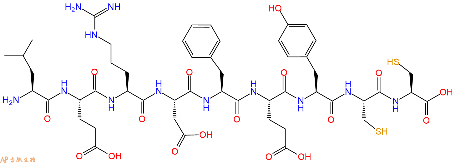 专肽生物产品H2N-Leu-Glu-Arg-Asp-Phe-Glu-Tyr-Cys-Cys-OH