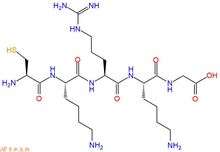 专肽生物产品H2N-Cys-Lys-Arg-Lys-Gly-OH