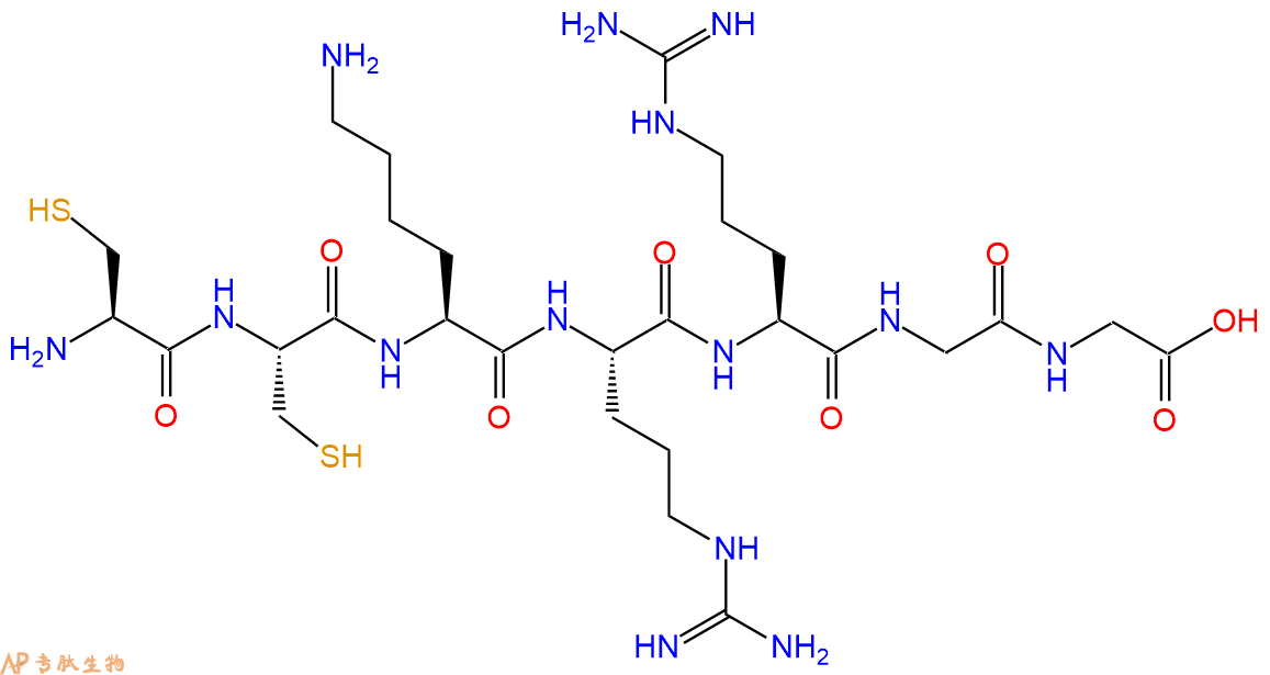 专肽生物产品H2N-Cys-Cys-Lys-Arg-Arg-Gly-Gly-OH