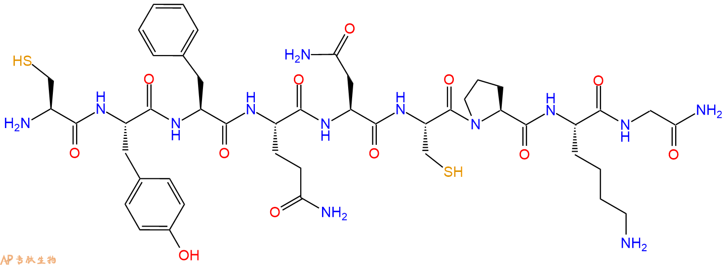 专肽生物产品H2N-Cys-Tyr-Phe-Gln-Asn-Cys-Pro-Lys-Gly-CONH2