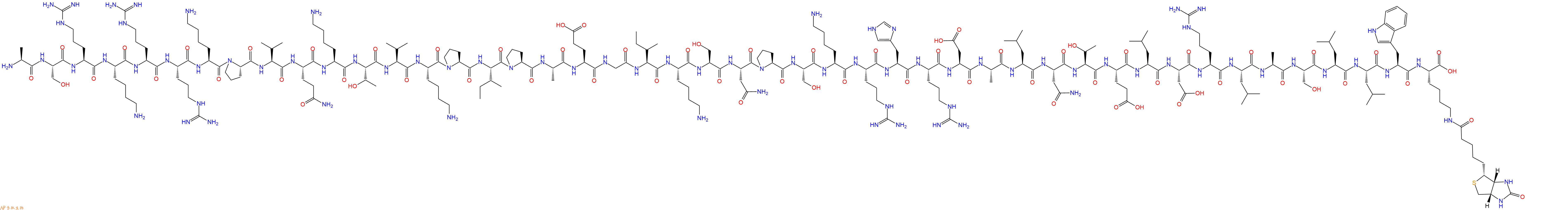 专肽生物产品H2N-Ala-Ser-Arg-Lys-Arg-Arg-Lys-Pro-Val-Gln-Lys-Thr-Val-Lys-Pro-Ile-Pro-Ala-Glu-Gly-Ile-Lys-Ser-Asn-Pro-Ser-Lys-Arg-His-Arg-Asp-Ala-Leu-Asn-Thr-Glu-Leu-Asp-Arg-Leu-Ala-Ser-Leu-Leu-Trp-Lys(Biotin)-OH