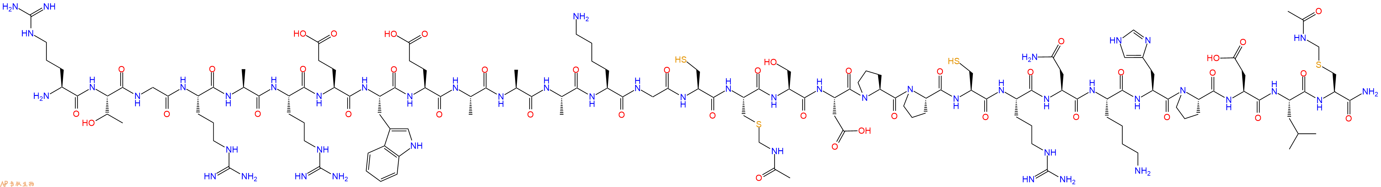 专肽生物产品H2N-Arg-Thr-Gly-Arg-Ala-Arg-Glu-Trp-Glu-Ala-Ala-Ala-Lys-Gly-Cys-Cys(Acm)-Ser-Asp-Pro-Pro-Cys-Arg-Asn-Lys-His-Pro-Asp-Leu-Cys(Acm)-CONH2