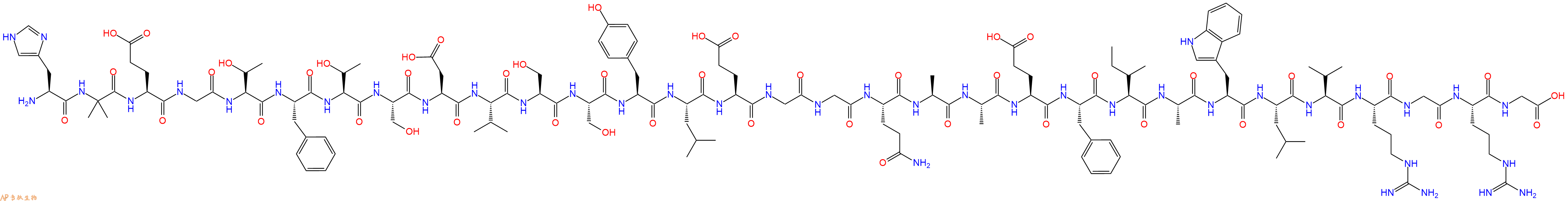 专肽生物产品H2N-His-Aib-Glu-Gly-Thr-Phe-Thr-Ser-Asp-Val-Ser-Ser-Tyr-Leu-Glu-Gly-Gly-Gln-Ala-Ala-Glu-Phe-Ile-Ala-Trp-Leu-Val-Arg-Gly-Arg-Gly-OH