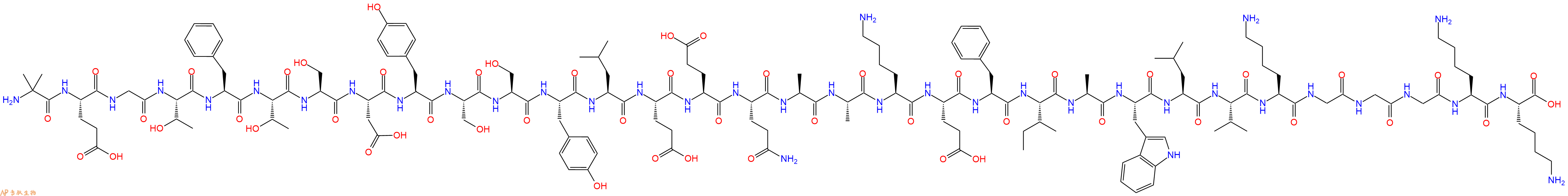 专肽生物产品H2N-Aib-Glu-Gly-Thr-Phe-Thr-Ser-Asp-Tyr-Ser-Ser-Tyr-Leu-Glu-Glu-Gln-Ala-Ala-Lys-Glu-Phe-Ile-Ala-Trp-Leu-Val-Lys-Gly-Gly-Gly-Lys-Lys-OH