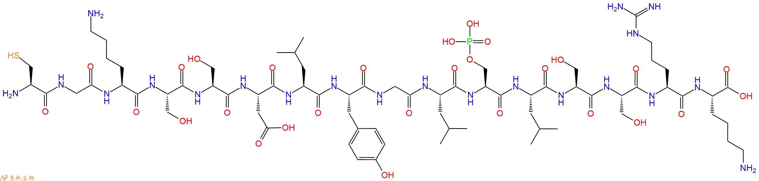 专肽生物产品H2N-Cys-Gly-Lys-Ser-Ser-Asp-Leu-Tyr-Gly-Leu-Ser(PO3H2)-Leu-Ser-Ser-Arg-Lys-OH
