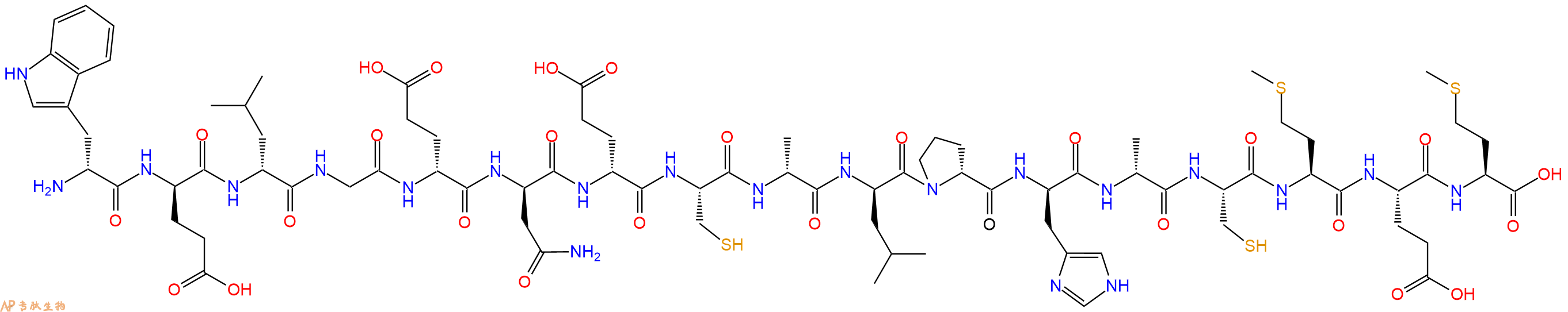 专肽生物产品H2N-DTrp-DGlu-DLeu-Gly-DGlu-DAsn-DGlu-Cys-DAla-DLeu-DPro-DHis-DAla-Cys-Met-Glu-Met-OH