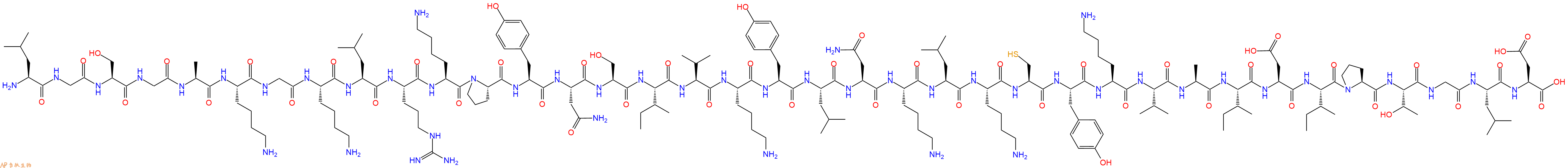 专肽生物产品H2N-Leu-Gly-Ser-Gly-Ala-Lys-Gly-Lys-Leu-Arg-Lys-Pro-Tyr-Asn-Ser-Ile-Val-Lys-Tyr-Leu-Asn-Lys-Leu-Lys-Cys-Tyr-Lys-Val-Ala-Ile-Asp-Ile-Pro-Thr-Gly-Leu-Asp-OH