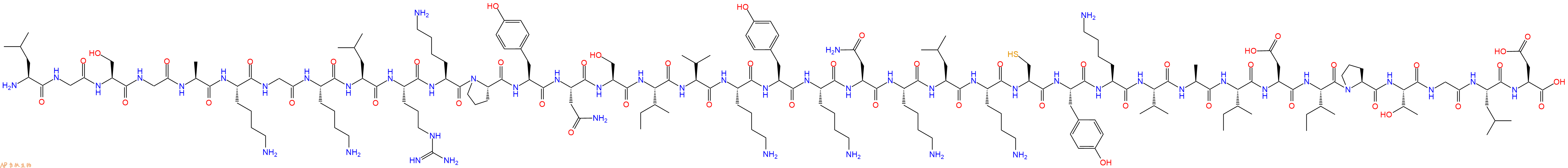 专肽生物产品H2N-Leu-Gly-Ser-Gly-Ala-Lys-Gly-Lys-Leu-Arg-Lys-Pro-Tyr-Asn-Ser-Ile-Val-Lys-Tyr-Lys-Asn-Lys-Leu-Lys-Cys-Tyr-Lys-Val-Ala-Ile-Asp-Ile-Pro-Thr-Gly-Leu-Asp-OH