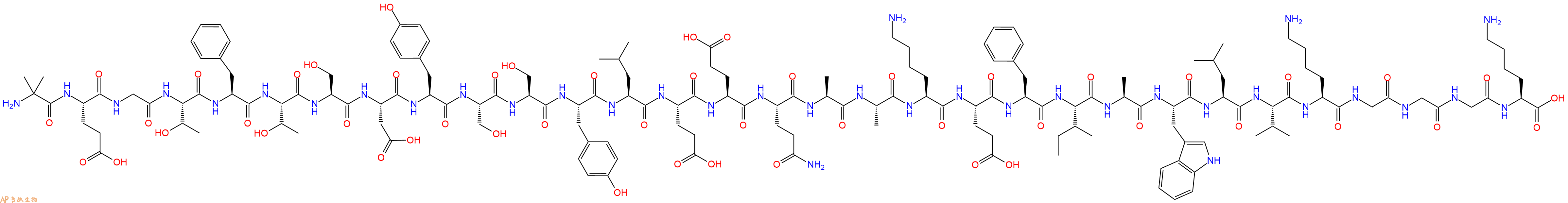 专肽生物产品H2N-Aib-Glu-Gly-Thr-Phe-Thr-Ser-Asp-Tyr-Ser-Ser-Tyr-Leu-Glu-Glu-Gln-Ala-Ala-Lys-Glu-Phe-Ile-Ala-Trp-Leu-Val-Lys-Gly-Gly-Gly-Lys-OH
