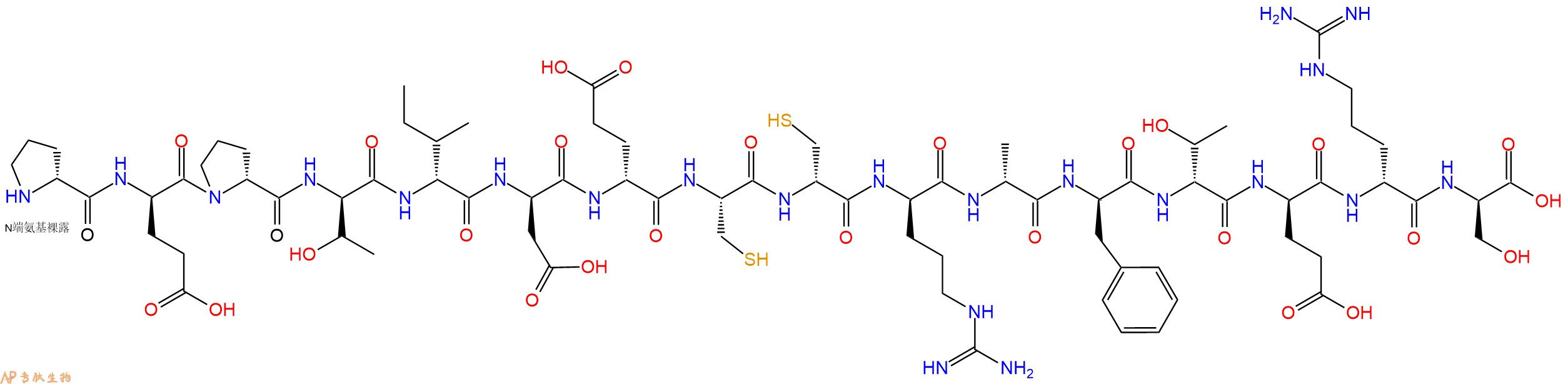 专肽生物产品H2N-DPro-DGlu-DPro-DThr-DIle-DAsp-DGlu-Cys-DCys-DArg-DAla-DPhe-DThr-DGlu-DArg-DSer-OH