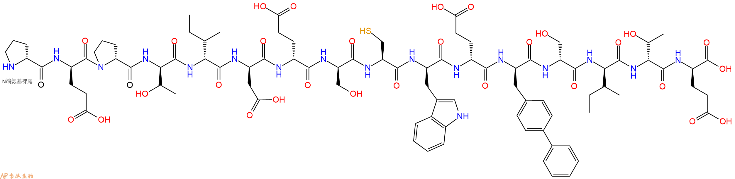 专肽生物产品H2N-DPro-DGlu-DPro-DThr-DIle-DAsp-DGlu-DSer-Cys-DTrp-DGlu-DBip-DSer-DIle-DThr-DGlu-OH