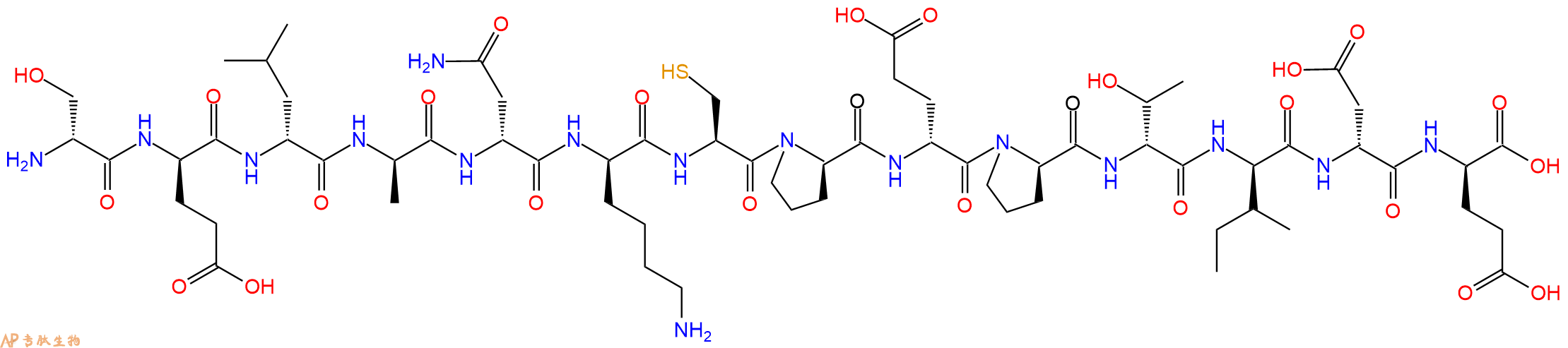 专肽生物产品H2N-DSer-DGlu-DLeu-DAla-DAsn-DLys-Cys-DPro-DGlu-DPro-DThr-DIle-DAsp-DGlu-OH