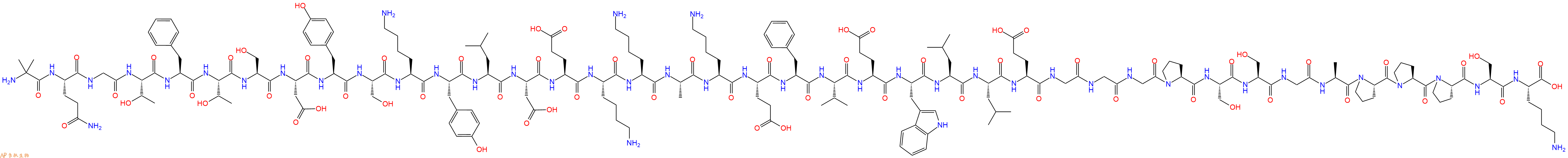 专肽生物产品H2N-Aib-Gln-Gly-Thr-Phe-Thr-Ser-Asp-Tyr-Ser-Lys-Tyr-Leu-Asp-Glu-Lys-Lys-Ala-Lys-Glu-Phe-Val-Glu-Trp-Leu-Leu-Glu-Gly-Gly-Gly-Pro-Ser-Ser-Gly-Ala-Pro-Pro-Pro-Ser-Lys-OH