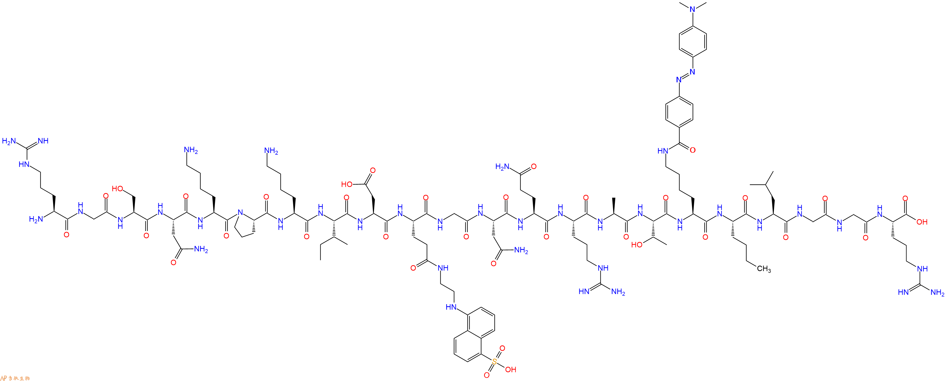 专肽生物产品H2N-Arg-Gly-Ser-Asn-Lys-Pro-Lys-Ile-Asp-Glu(Edans)-Gly-Asn-Gln-Arg-Ala-Thr-Lys(Dabcyl)-Nle-Leu-Gly-Gly-Arg-OH