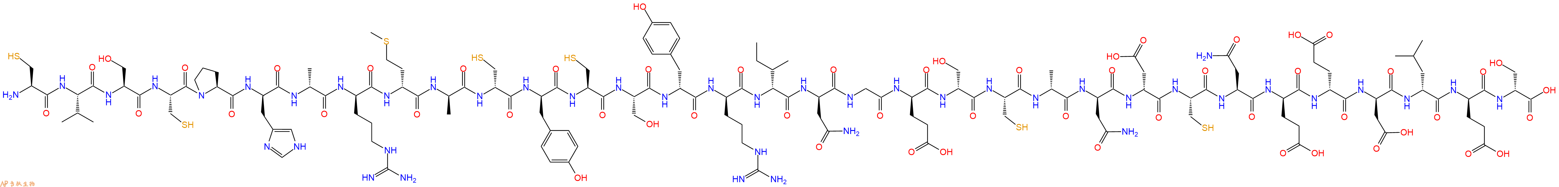 专肽生物产品H2N-Cys-Val-Ser-Cys-Pro-DHis-DAla-DArg-DMet-DAla-DCys-DTyr-Cys-Ser-DTyr-DArg-DIle-DAsn-Gly-DGlu-DSer-Cys-DAla-DAsn-DAsp-Cys-Asn-DGlu-DGlu-DAsp-DLeu-DGlu-DSer-OH
