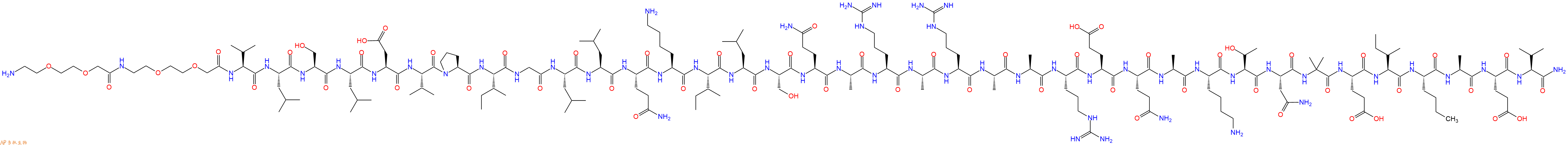专肽生物产品H2N-AEEA-AEEA-Val-Leu-Ser-Leu-Asp-Val-Pro-Ile-Gly-Leu-Leu-Gln-Lys-Ile-Leu-Ser-Gln-Ala-Arg-Ala-Arg-Ala-Ala-Arg-Glu-Gln-Ala-Lys-Thr-Asn-Aib-Glu-Ile-Nle-Ala-Glu-Val-CONH2