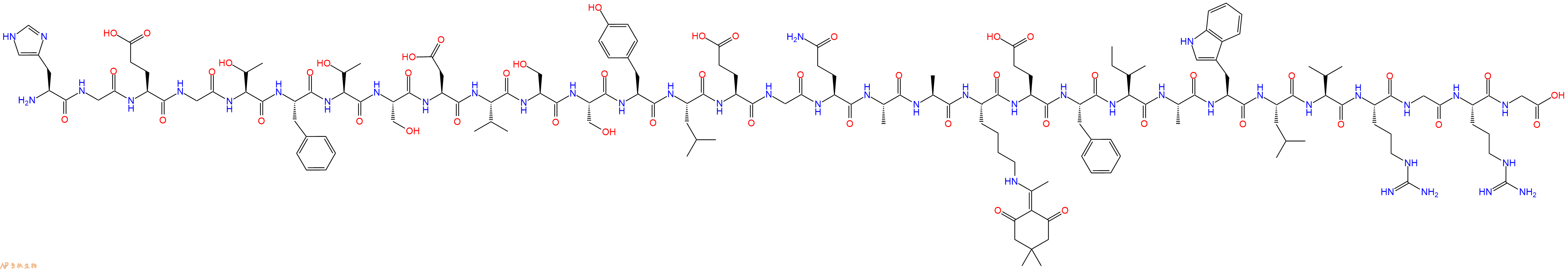 专肽生物产品H2N-His-Gly-Glu-Gly-Thr-Phe-Thr-Ser-Asp-Val-Ser-Ser-Tyr-Leu-Glu-Gly-Gln-Ala-Ala-Lys(Dde)-Glu-Phe-Ile-Ala-Trp-Leu-Val-Arg-Gly-Arg-Gly-OH