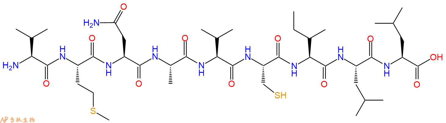 专肽生物产品H2N-Val-Met-Asn-Ala-Val-Cys-Ile-Leu-Leu-OH