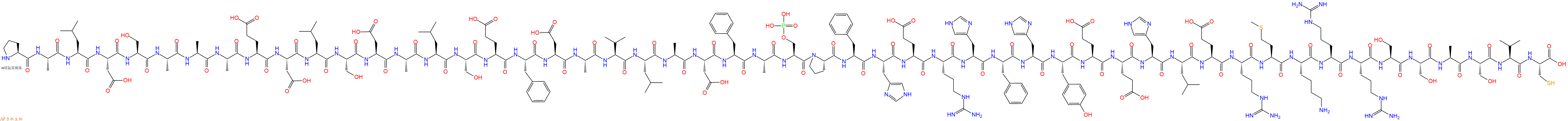 专肽生物产品H2N-Pro-Ala-Leu-Asp-Ser-Ala-Ala-Ala-Glu-Asp-Leu-Ser-Asp-Ala-Leu-Ser-Glu-Phe-Asp-Ala-Val-Leu-Ala-Asp-Phe-Ala-Ser(PO3H2)-Pro-Phe-His-Glu-Arg-His-Phe-His-Tyr-Glu-Glu-His-Leu-Glu-Arg-Met-Lys-Arg-Arg-Ser-Ser-Ala-Ser-Val-Cys-OH