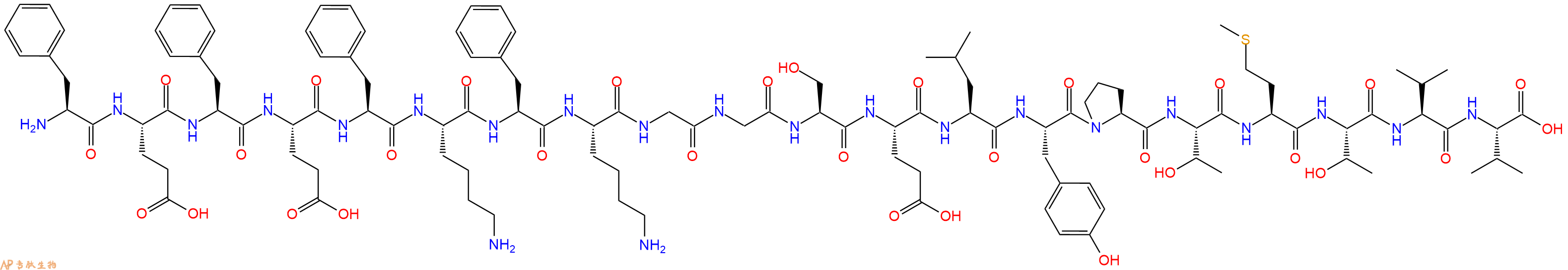 专肽生物产品H2N-Phe-Glu-Phe-Glu-Phe-Lys-Phe-Lys-Gly-Gly-Ser-Glu-Leu-Tyr-Pro-Thr-Met-Thr-Val-Val-OH