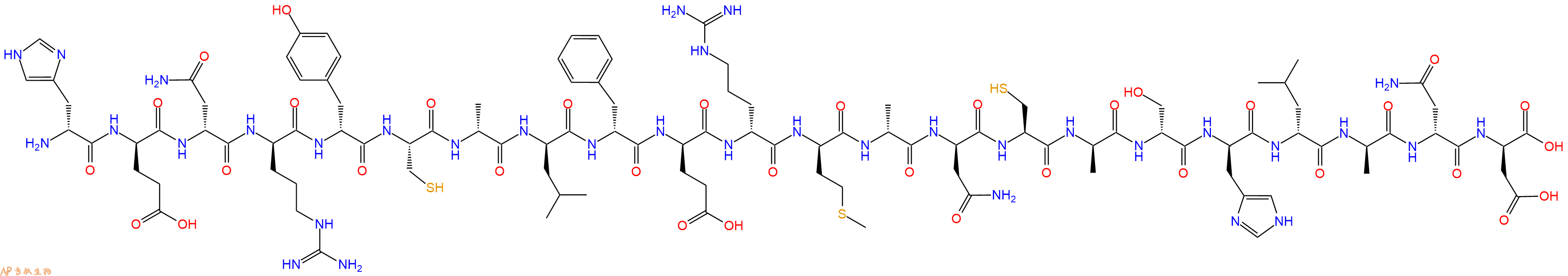 专肽生物产品H2N-DHis-DGlu-DAsn-DArg-DTyr-Cys-DAla-DLeu-DPhe-DGlu-DArg-DMet-DAla-DAsn-Cys-DAla-DSer-DHis-DLeu-DAla-DAsn-DAsp-OH