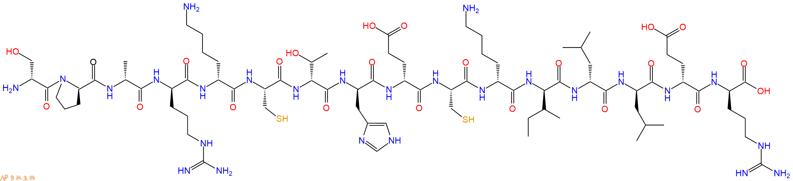 专肽生物产品H2N-DSer-DPro-DAla-DArg-DLys-Cys-DThr-DHis-DGlu-Cys-DLys-DIle-DLeu-DLeu-DGlu-DArg-OH