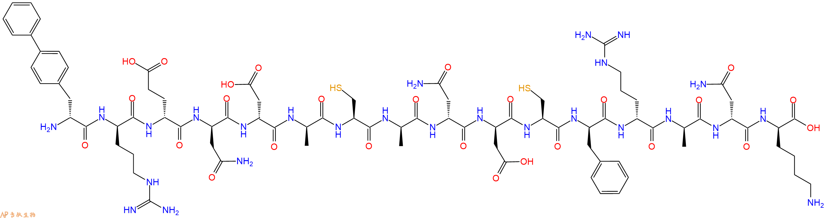 专肽生物产品H2N-DBip-DArg-DGlu-DAsn-DAsp-DAla-Cys-DAla-DAsn-DAsp-Cys-DPhe-DArg-DAla-DAsn-DLys-OH