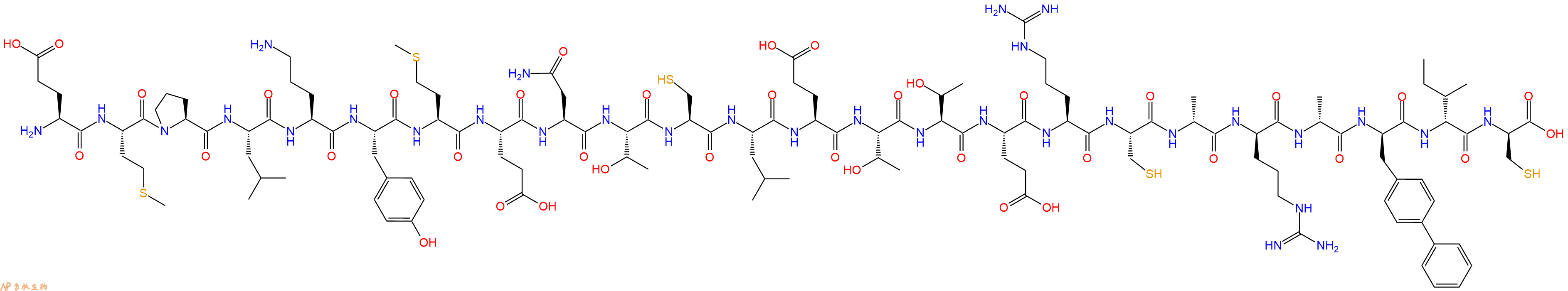 专肽生物产品H2N-Glu-Met-Pro-Leu-Orn-Tyr-Met-Glu-Asn-Thr-Cys-Leu-Glu-Thr-Thr-Glu-Arg-Cys-DAla-DArg-DAla-DBip-DIle-DCys-OH
