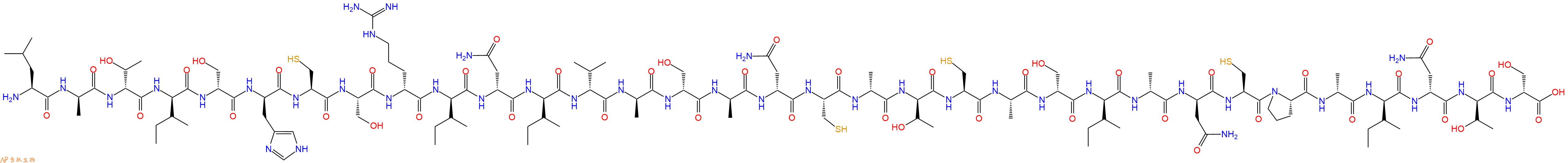 专肽生物产品H2N-Leu-DAla-DThr-DIle-DSer-DHis-Cys-Ser-DArg-DIle-DAsn-DIle-DVal-DAla-DSer-DAla-DAsn-Cys-DAla-DThr-Cys-Ala-DSer-DIle-DAla-DAsn-Cys-Pro-DAla-DIle-DAsn-DThr-DSer-OH