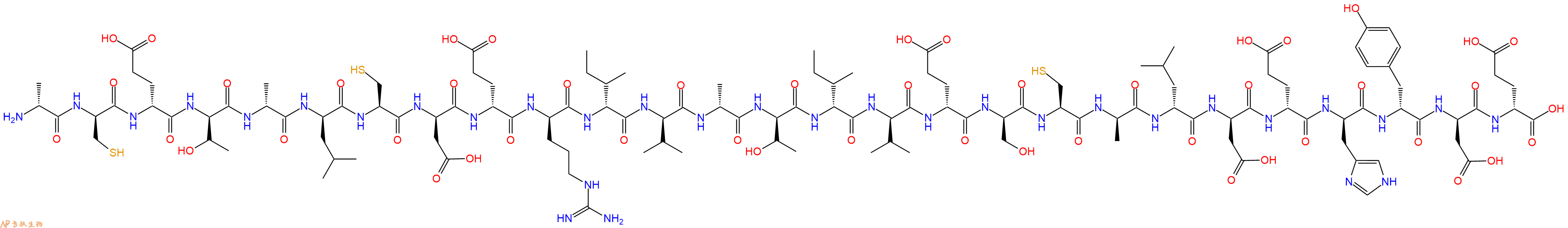 专肽生物产品H2N-DAla-DCys-DGlu-DThr-DAla-DLeu-Cys-DAsp-DGlu-DArg-DIle-DVal-DAla-DThr-DIle-DVal-DGlu-DSer-Cys-DAla-DLeu-DAsp-DGlu-DHis-DTyr-DAsp-DGlu-OH