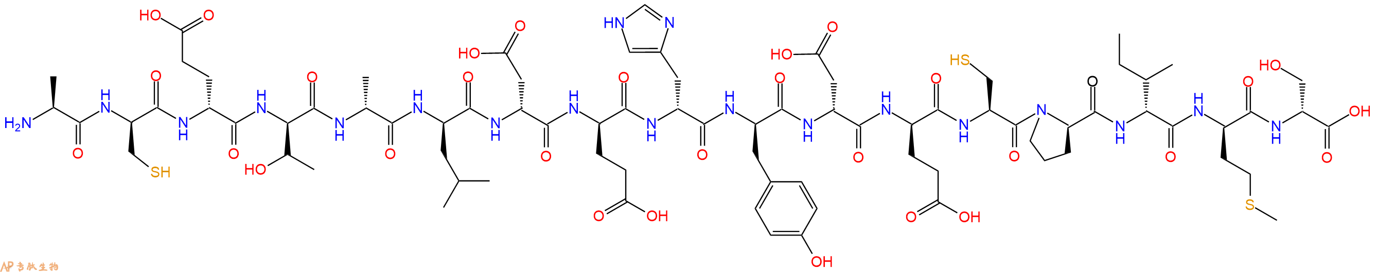 专肽生物产品H2N-Ala-DCys-DGlu-DThr-DAla-DLeu-DAsp-DGlu-DHis-DTyr-DAsp-DGlu-Cys-DPro-DIle-DMet-DSer-OH