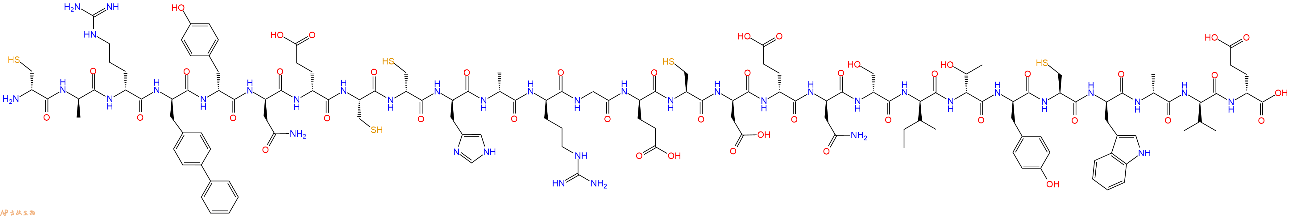 专肽生物产品H2N-DCys-DAla-DArg-DBip-DTyr-DAsn-DGlu-Cys-DCys-DHis-DAla-DArg-Gly-DGlu-Cys-DAsp-DGlu-DAsn-DSer-DIle-DThr-DTyr-Cys-DTrp-DAla-DVal-DGlu-OH