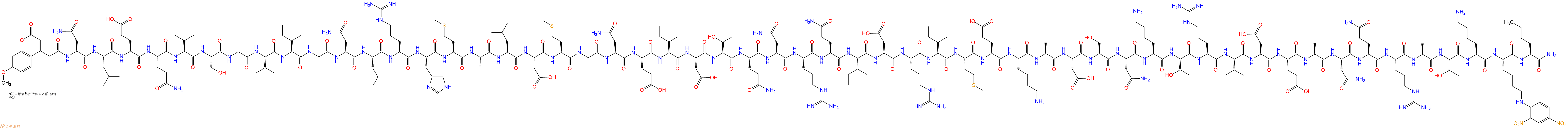 专肽生物产品MCA-Asn-Leu-Glu-Gln-Val-Ser-Gly-Ile-Ile-Gly-Asn-Leu-Arg-His-Met-Ala-Leu-Asp-Met-Gly-Asn-Glu-Ile-Asp-Thr-Gln-Asn-Arg-Gln-Ile-Asp-Arg-Ile-Met-Glu-Lys-Ala-Asp-Ser-Asn-Lys-Thr-Arg-Ile-Asp-Glu-Ala-Asn-Gln-Arg-Ala-Thr-Lys-Lys(Dnp)-Nle-CONH2