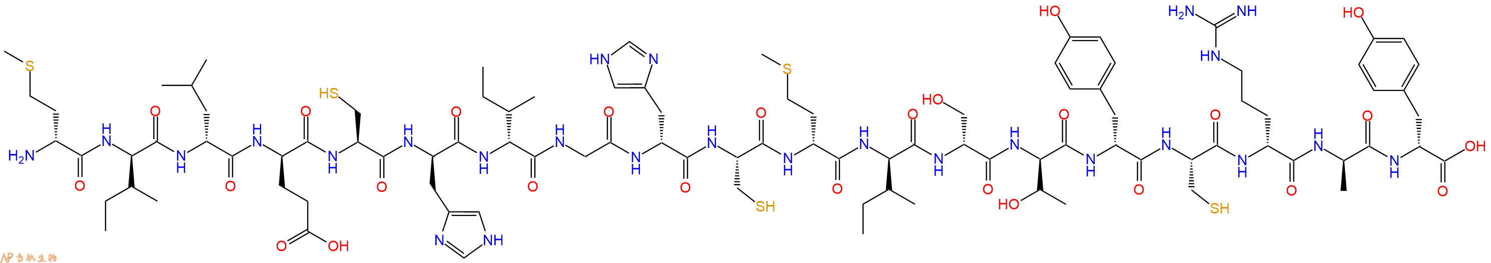 专肽生物产品H2N-DMet-DIle-DLeu-DGlu-Cys-DHis-DIle-Gly-DHis-Cys-DMet-DIle-DSer-DThr-DTyr-Cys-DArg-DAla-DTyr-OH