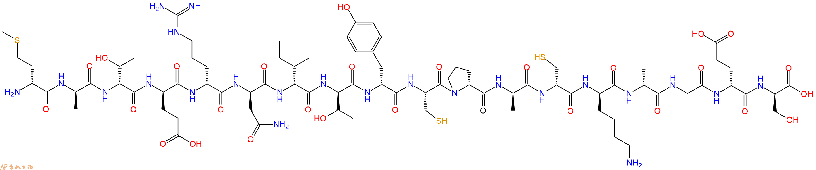 专肽生物产品H2N-DMet-DAla-DThr-DGlu-DArg-DAsn-DIle-DThr-DTyr-Cys-DPro-DAla-DCys-DLys-DAla-Gly-DGlu-DSer-OH