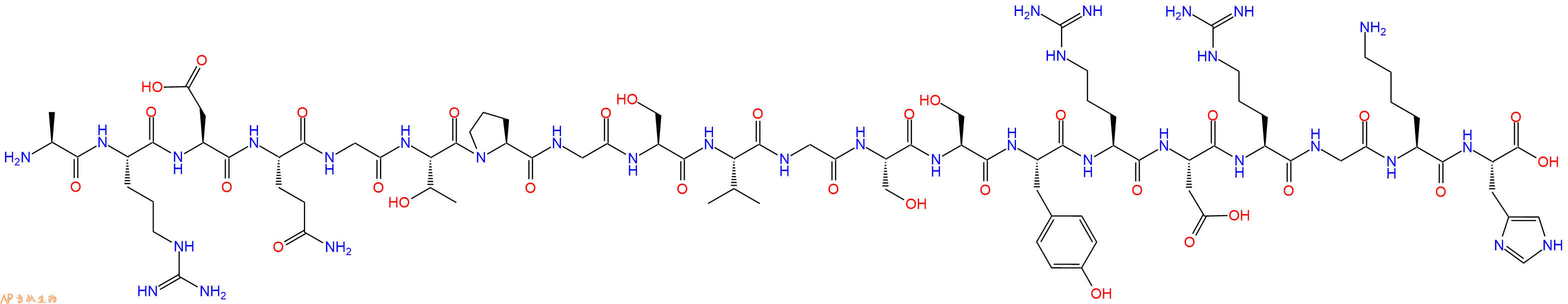 专肽生物产品H2N-Ala-Arg-Asp-Gln-Gly-Thr-Pro-Gly-Ser-Val-Gly-Ser-Ser-Tyr-Arg-Asp-Arg-Gly-Lys-His-OH