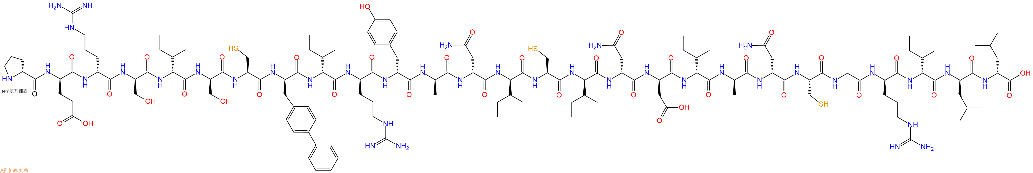 专肽生物产品H2N-DPro-DGlu-DArg-DSer-DIle-DSer-Cys-DBip-DIle-DArg-DTyr-DAla-DAsn-DIle-Cys-DIle-DAsn-DAsp-DIle-DAla-DAsn-Cys-Gly-DArg-DIle-DLeu-DLeu-OH