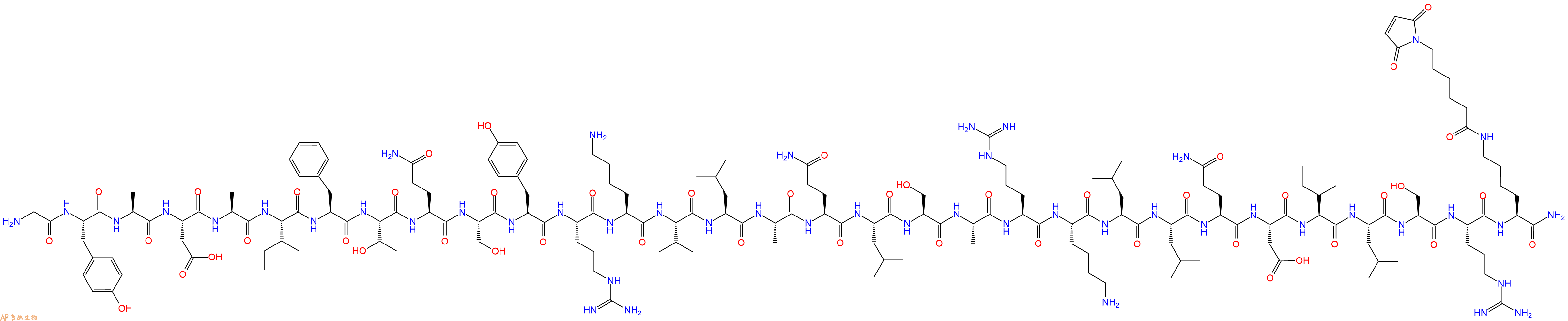 专肽生物产品H2N-Gly-Tyr-Ala-Asp-Ala-Ile-Phe-Thr-Gln-Ser-Tyr-Arg-Lys-Val-Leu-Ala-Gln-Leu-Ser-Ala-Arg-Lys-Leu-Leu-Gln-Asp-Ile-Leu-Ser-Arg-Lys(6Mal)-CONH2