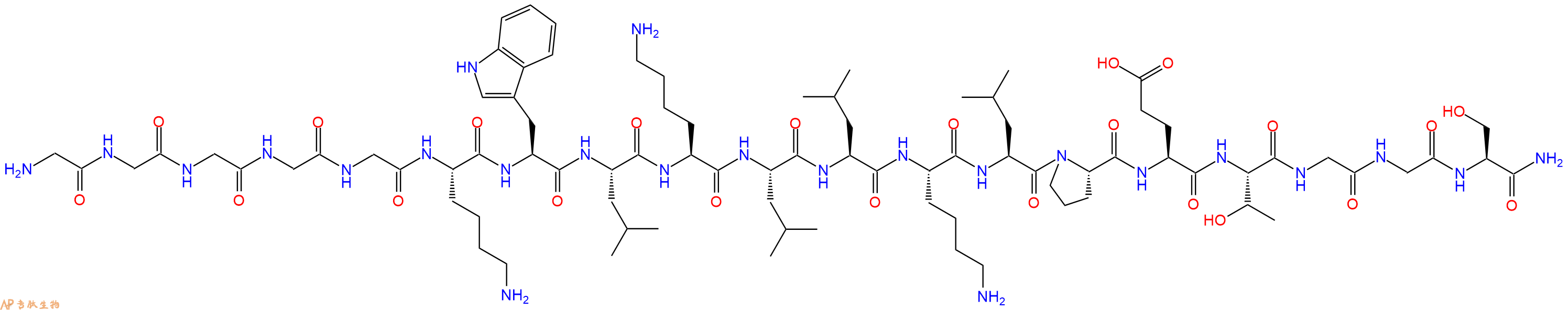 专肽生物产品H2N-Gly-Gly-Gly-Gly-Gly-Lys-Trp-Leu-Lys-Leu-Leu-Lys-Leu-Pro-Glu-Thr-Gly-Gly-Ser-CONH2