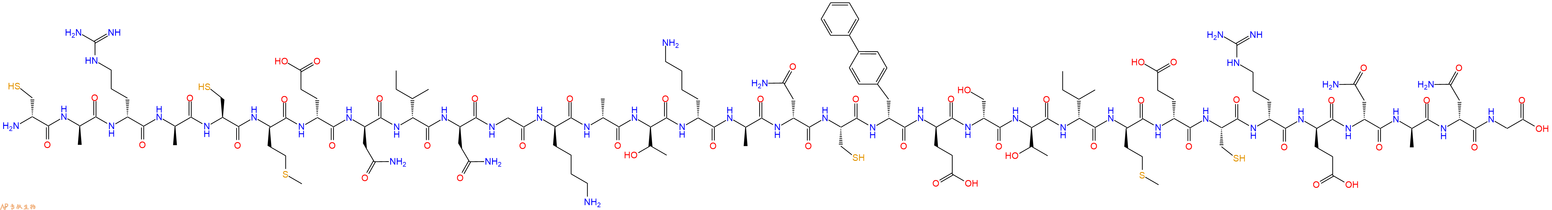 专肽生物产品H2N-DCys-DAla-DArg-DAla-Cys-DMet-DGlu-DAsn-DIle-DAsn-Gly-DLys-DAla-DThr-DLys-DAla-DAsn-Cys-DBip-DGlu-DSer-DThr-DIle-DMet-DGlu-Cys-DArg-DGlu-DAsn-DAla-DAsn-Gly-OH