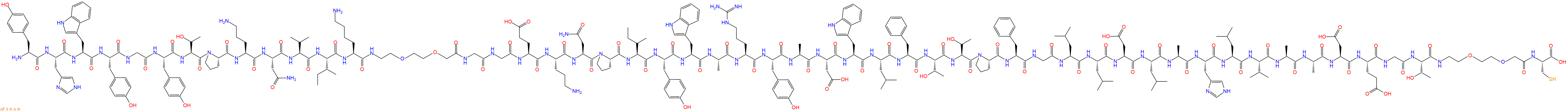 专肽生物产品Tyr-His-Trp-Tyr-Gly-Tyr-Thr-Pro-Orn-Asn-Val-Ile-Lys-PEG2-Gly-Gly-Glu-Orn-Asn-Pro-Ile-Tyr-Trp-Ala-Arg-Tyr-Ala-Asp-Trp-Leu-Phe-Thr-Thr-Pro-Phe-Gly-Leu-Leu-Asp-Leu-Ala-His-Leu-Val-Ala-Ala-Asp-Glu-Gly-Thr-PEG2-Cys