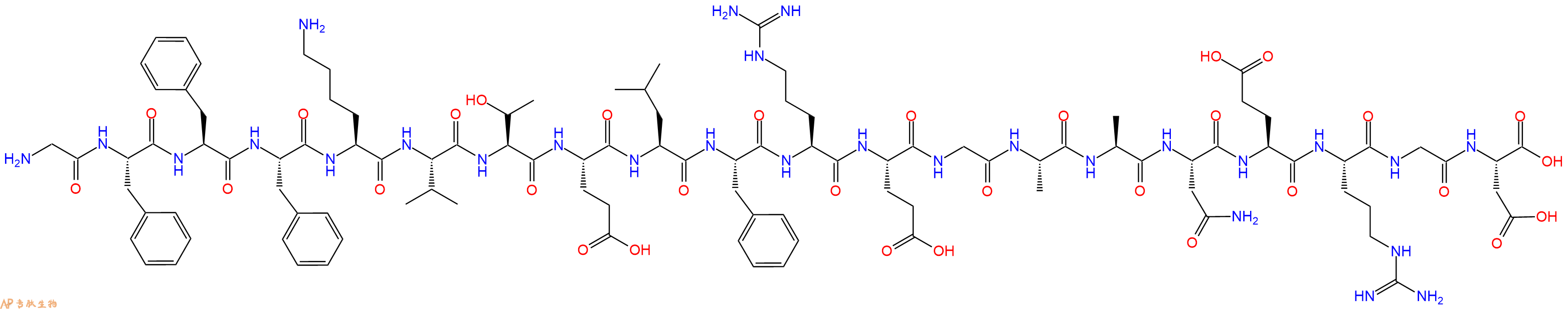 专肽生物产品H2N-Gly-Phe-Phe-Phe-Lys-Val-Thr-Glu-Leu-Phe-Arg-Glu-Gly-Ala-Ala-Asn-Glu-Arg-Gly-Asp-OH